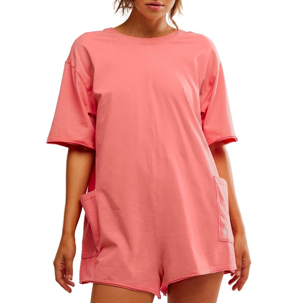 NWT FP Movement Hot Shot T-Shirt Romper Coddy - Hibiscus -  XS